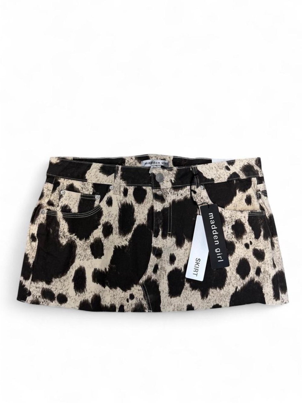 madden girl Black, brown and Cream Animal Print Mini Skirt